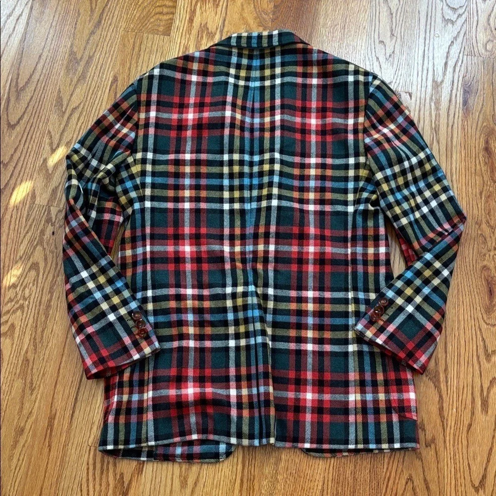 ETRO Milano Vintage Men's Wool Multi Sport Coat Blazer Jacket Red Green size 52R